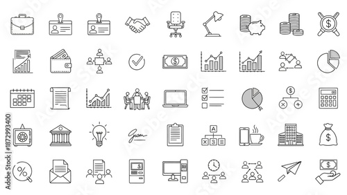 Business and Finance Icon Set: Modern Flat Icons for Web and App Design