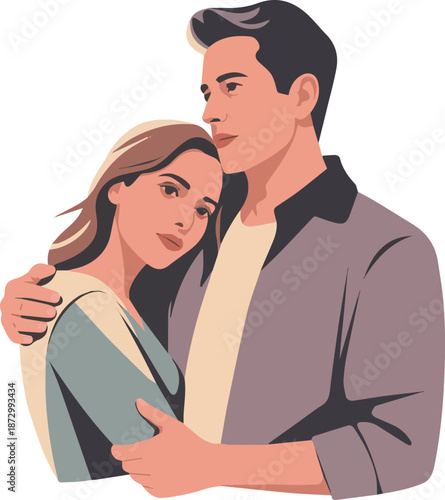 Isolated a realistic sexy romance young couple in love vector art with white background.