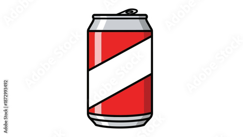 Red and White Soda Can Icon, Minimalist Beverage Container Vector Graphic