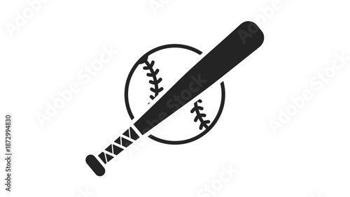 Baseball Bat and Ball Icon.