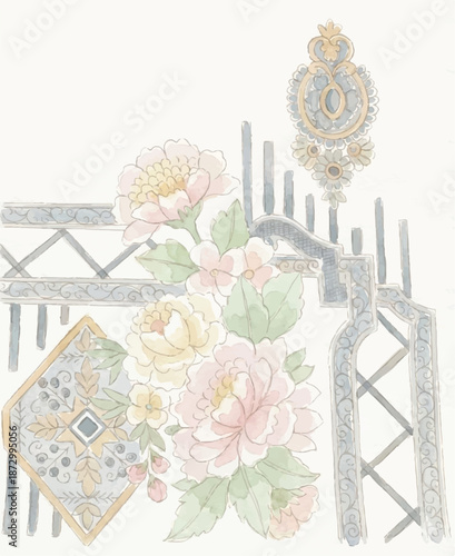 BORDER AND DAMAN DIZITAL VECTOR DESIGN FOR PRINTING