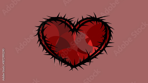 heart shaped thorns Abstract mosaic background, flat color illustration