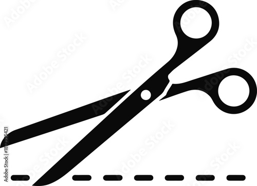 Black Scissors Cutting Dashed Line Icon vector illustration