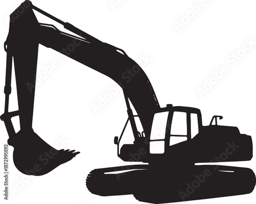 Excavator digging with bucket on transparent background powerful construction machine for earth moving landscaping and demolition tasks heavy crawler equipment versatile industrial tool.