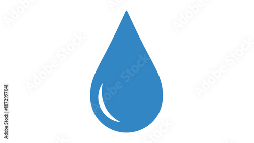 Simple blue water drop icon, isolated white background