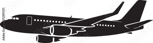 Airplane icon on transparent background commercial jet silhouette passenger plane travel symbol aircraft airline tourism transportation air flight logo
