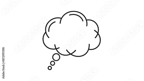Empty comic style thought bubble icon, isolated white background
