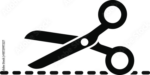 Scissors Cutting Dashed Line Symbol Icon vector illustration