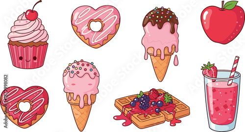 Delicious sweet treats and fresh fruit for dessert lovers