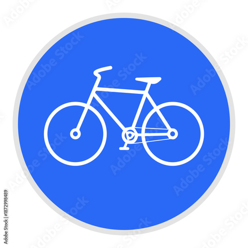 Bicycle lane traffic sign icon, cycling route symbol for road safety, urban transport and recreational biking paths