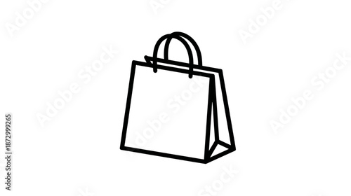 Shopping Bag Icon Vector Outline. Minimalist Paper Carry Bag Symbol for E-commerce, Retail, Purchase, and Consumer Design.
