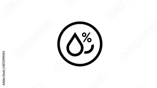 Relative humidity percentage icon for weather forecast, climate control, and air quality monitor. Simple vector illustration.