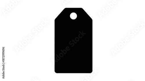 Blank black tag icon or symbol, a simple graphic element for price, sale, product, or identification labels. Marketing and e-commerce resource.