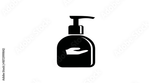 Hand Sanitizer Dispenser Icon, Liquid Soap Pump Bottle Symbol. Hygiene Product Vector Art for Cleanliness & Protection