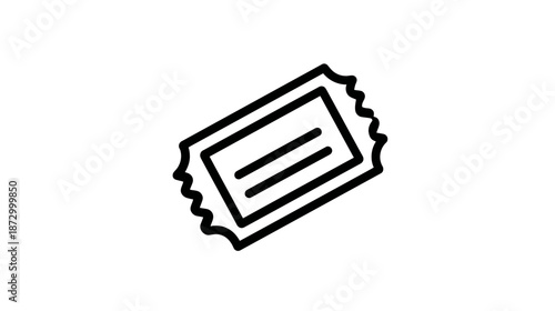 Simple outline ticket icon, perfect for event admission, cinema, travel, entertainment, or raffle graphics and apps.