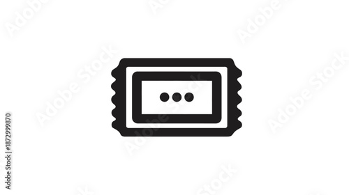 Ticket icon for admission, event, or coupon. Simple black vector graphic for digital use, app design, or website interface.