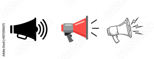 Megaphone icon. Loudspeaker vector set for announcement on white background