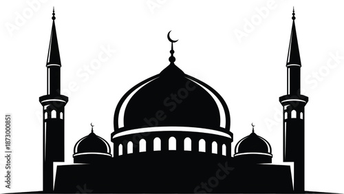 Classic mosque vector silhouette inspired by the Middle East