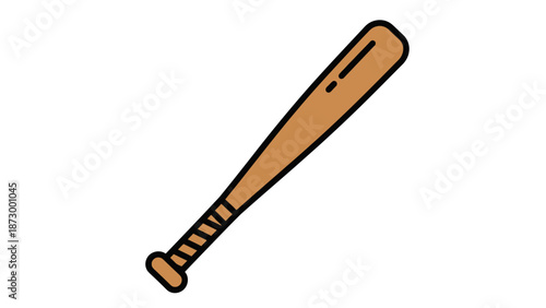 Wooden Baseball Bat Illustration.