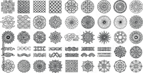 Intricate black and white mandala designs for art and decoration