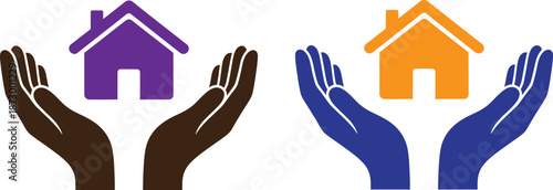 Symbolic hands safeguarding vibrant homes