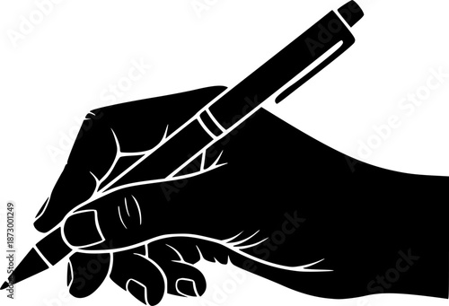 Minimalist black pen silhouette writing or drawing with white background
