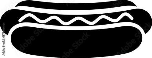 hot dog black silhouette vector, Simple silhouette Design vector icon with white background. Food vector
