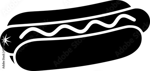 hot dog black silhouette vector, Simple silhouette Design vector icon with white background. Food vector
