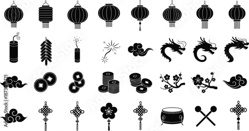 Vibrant Chinese New Year celebration elements and symbols