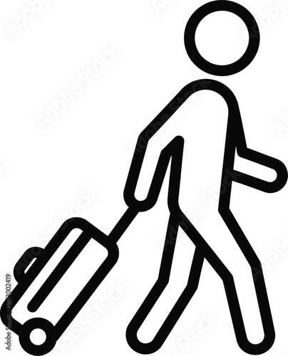 Traveler Walking With Suitcase Icon