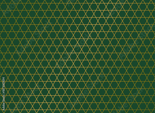 Green Sacred Geometry Hexagram Pattern with Refined Gold Lines