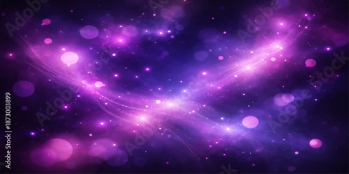 Abstract blue light background with glowing dust from a dark starry night sky galaxy nebula