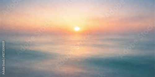 Beautiful orange and red sunset over the sea and beach landscape with morning sunlight and blue sky cloudscape