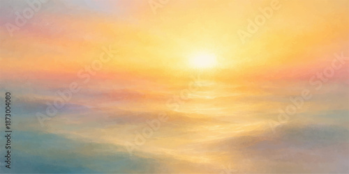 Beautiful orange and yellow sunset or sunrise light reflects off the sea under a dramatic blue and red cloudscape