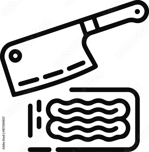 Meat Cleaver and Ground Meat Icon food preparation