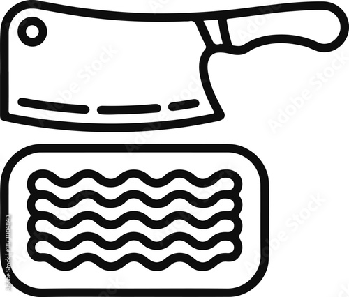 Meat Cleaver and Ground Meat Graphic food preparation