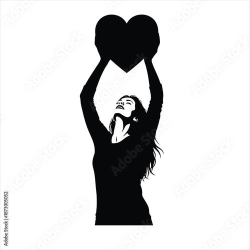 Woman Holding Heart Above Head Love Concept