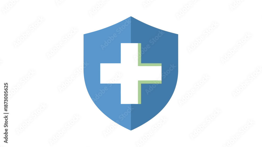 Obraz premium Healthcare Shield Protection Icon with Plus Sign - Medical Security Symbol
