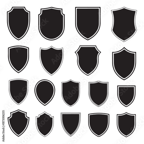 Shield Security & Protection Line Icon Set – Privacy, Safety & Guarantee