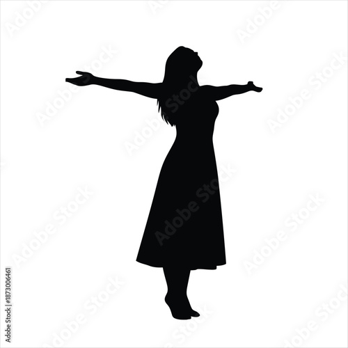 Woman Spreading Arms Freedom and Happiness