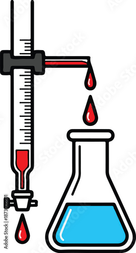 Chemistry Laboratory Titration Experiment Setup Illustration.