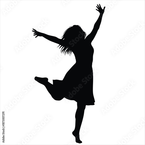 Happy Dancing Woman Silhouette Illustration