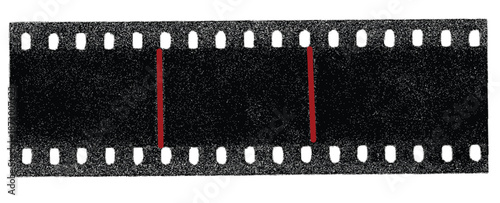 Grunge Black Film Strip Frame with Dust and Halftone Texture