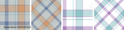 
Plaid pattern set repeatable or fence seamless checkered fabric texture background for skirt, tablecloth, blanket, duvet cover, or other modern fashion print.
