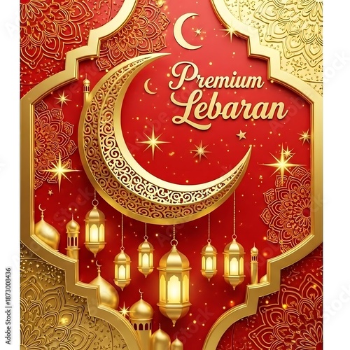 Lebaran Premium Islamic Greeting Card Design.