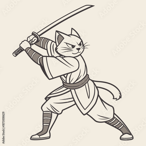 Cat Samurai Pose 1