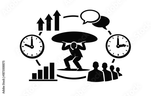 Business stress concept: time management and teamwork challenges in corporate environment