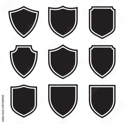 Shield Security & Protection Line Icon Set – Privacy, Safety & Guarantee
