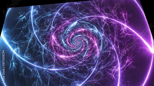 Vibrant Neon Spiral Light Effects.