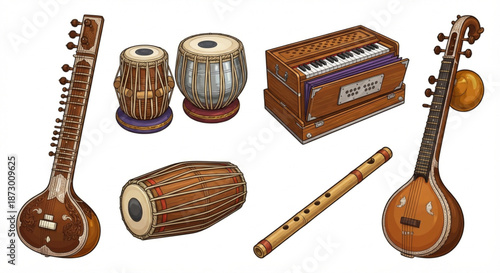 Collection of Traditional Indian Musical Instruments